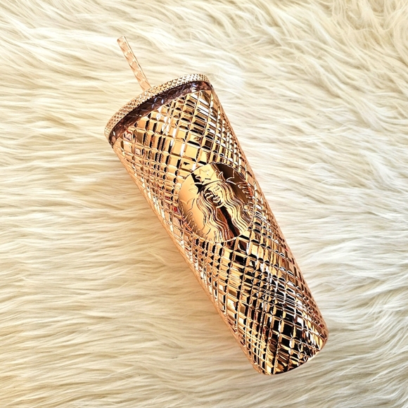 🆕️Rare Starbucks 2023 Studded Rose Gold Jeweled Coffee Tumbler Cup Venti 24oz - Picture 8 of 14